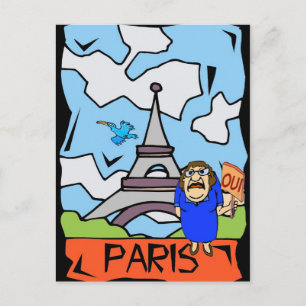 Cartão Postal Cartoon de Viagem para Paris