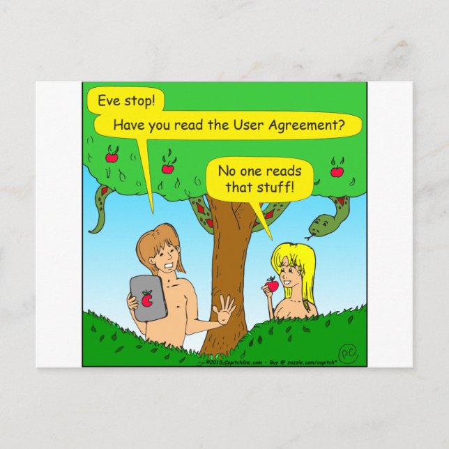Cartão Postal Cartoon dos termos e condições de Adam e Eve 730 (Frente)