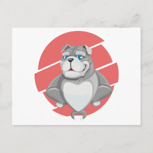 Cartão Postal Cartoon Engraçado do Bulldog
