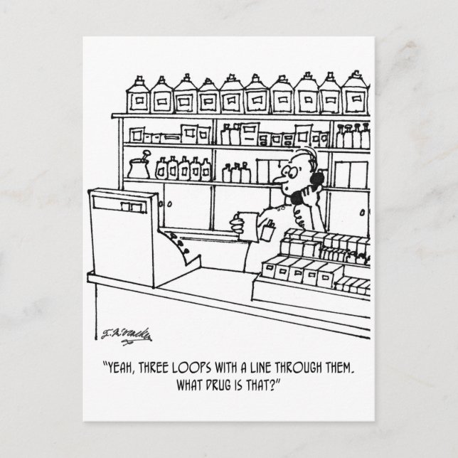 Cartão Postal Cartoon Farmacêutico 3109 (Frente)