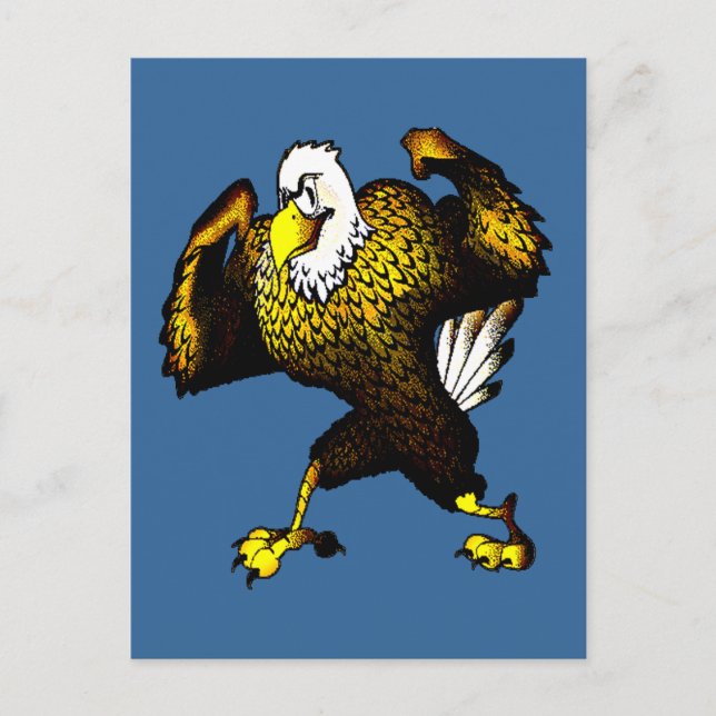 Cartão Postal Cartoon Fighting Eagle (Frente)