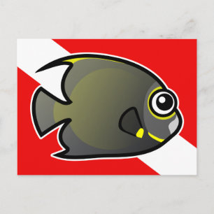Cartão Postal Cartoon French Angelfish Dive Flag