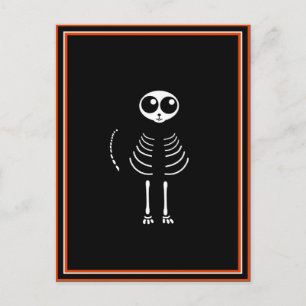 Cartão Postal Cartoon Gato Skeleton de Halloween