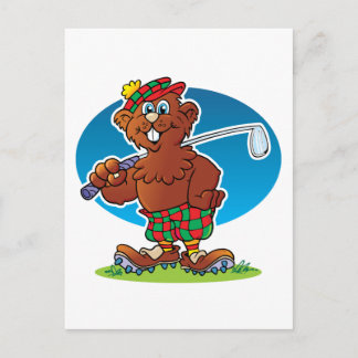 Cartão Postal Cartoon Gopher Golfing