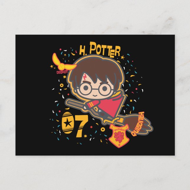 Cartão Postal Cartoon Harry Potter Quidditch Seeker (Frente)