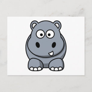 Cartão Postal Cartoon Hippo