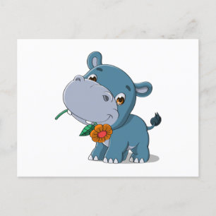 Cartão Postal Cartoon Hippo