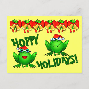 Cartão Postal Cartoon Hoppy Holidays Sapos de Natal Belis Arcos