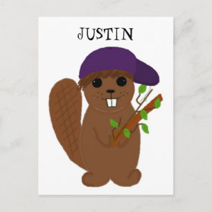 Cartão Postal Cartoon Justin Beaver