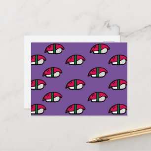Cartão Postal Cartoon Kawaii Sushi, Arroz de Peixe e Cartão-Post