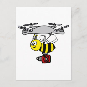 Cartão Postal Cartoon legal de Drone de Abelha Amarelo