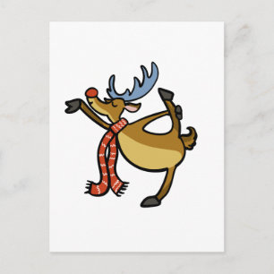 Cartão Postal Cartoon moose dançando   escolher cor de fundo