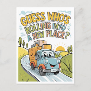 Cartão Postal Cartoon Mover Caminhão Cartão-Postal de Anúncio Mó