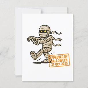 Cartão Postal Cartoon Mummy - Aprovado pelo Halloween