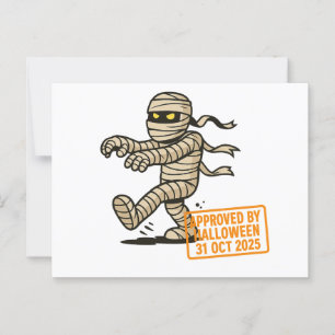 Cartão Postal Cartoon Mummy - Aprovado pelo Halloween