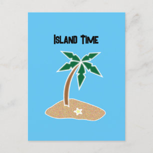 Cartão Postal Cartoon Palm Tree Tropical Island Fun Beach Viagem