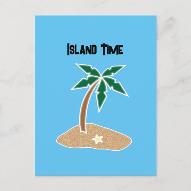 Cartão Postal Cartoon Palm Tree Tropical Island Fun Beach Viagem (Frente)