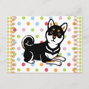 Cartão Postal Cartoon para cães Kuro Shiba Inu