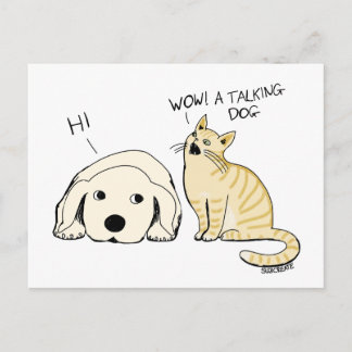 Cartão Postal Cartoon piada do cão e gato falante engraçado
