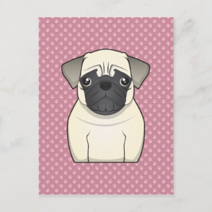 Cartão Postal Cartoon Pug