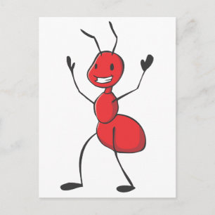 Cartão Postal Cartoon Red Ant Feliz