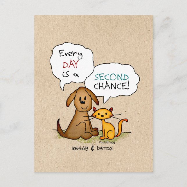 Cartão Postal Cartoon Rehab & Detox: Recuperação Sobriety Drug F (Frente)