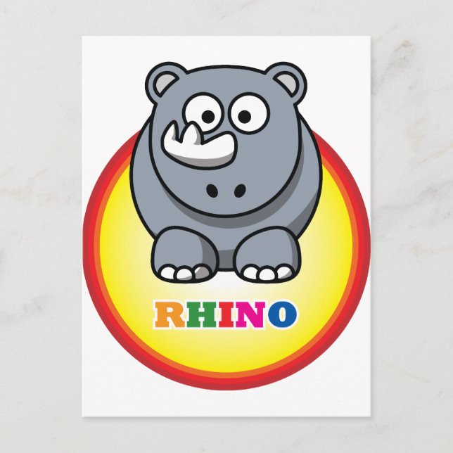 Cartão Postal Cartoon Rhino (Frente)