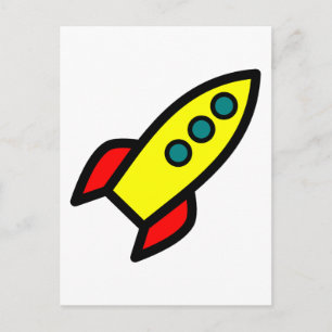 Cartão Postal Cartoon Rocket Ship