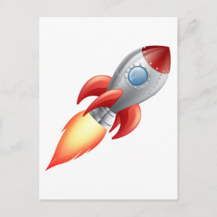 Cartão Postal Cartoon Rocket Space ship