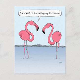 Cartão Postal Cartoon Rosa Engraçado, Pôr Meu Pé Para Baixo