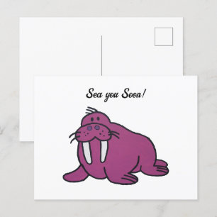 Cartão Postal Cartoon Roxo-Corpo, Natureza Amiga Do Oceano