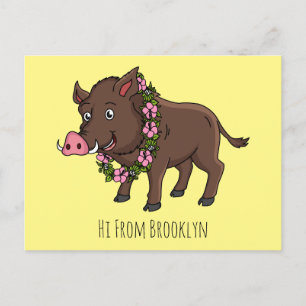 Cartão Postal Cartoon selvagem e flores