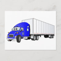 Cartoon Semi Truck Blue Trailer