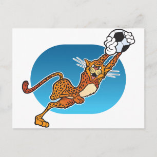 Cartão Postal Cartoon Soccer Cheetah