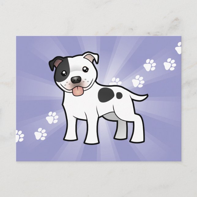 Cartão Postal Cartoon Staffordshire Bull Terrier (Frente)