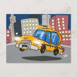 Cartão Postal Cartoon Taxi Cab