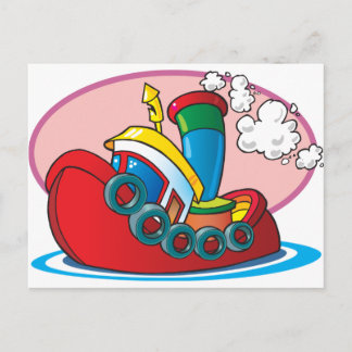 Cartão Postal Cartoon Tugboat