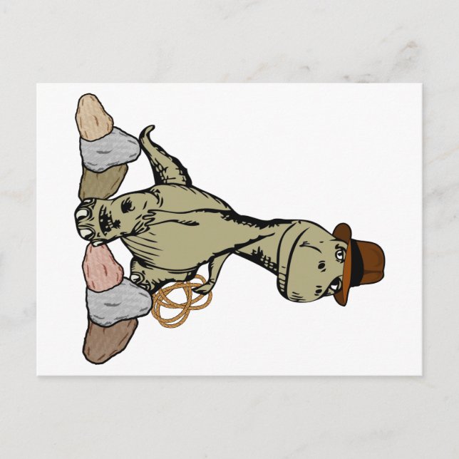 Cartão Postal Cartoon Tyrannosaurus Dinosaur Explorer (Frente)