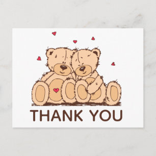 Cartão Postal Cartoon Urso Teddy Marrom Obrigado Casamento Festa