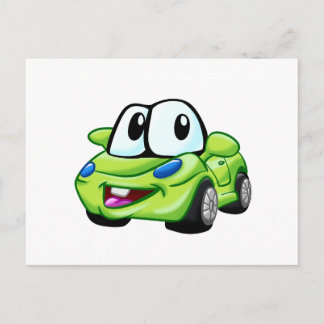 Cartão Postal Cartoon verde sorridente - Escolha a cor de fundo