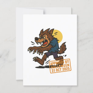 Cartão Postal Cartoon Werewolf - Aprovado pelo Halloween