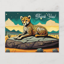 Cartoon Wild Leopardo No Deserto Obrigado