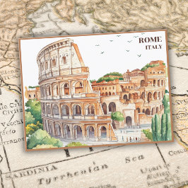 Cartão Postal Cartum Colosseum Viagem de Arte de Roma Itália