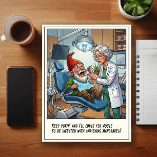 Cartão Postal Cartum de Consultório Dentário Humorístico