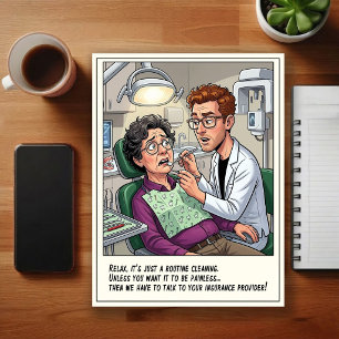 Cartão Postal Cartum de Consultório Dentário Humorístico