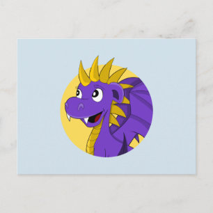 Cartão Postal Cartum de dragão roxo