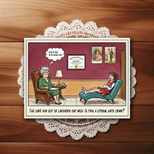 Cartão Postal Cartum de Humor de Consultório Psiquiátrico
