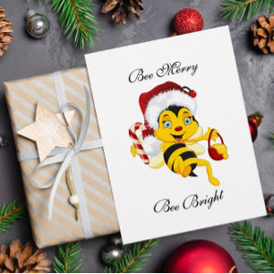 Cartão Postal Cartum de Natal de Bee Feliz