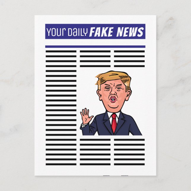 Cartão Postal Cartum Engraçado do Presidente Donald Trump Notíci (Frente)