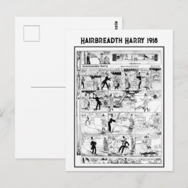 Cartão Postal Cartum Histórico Antigo Hairbreadth Harry 1918
